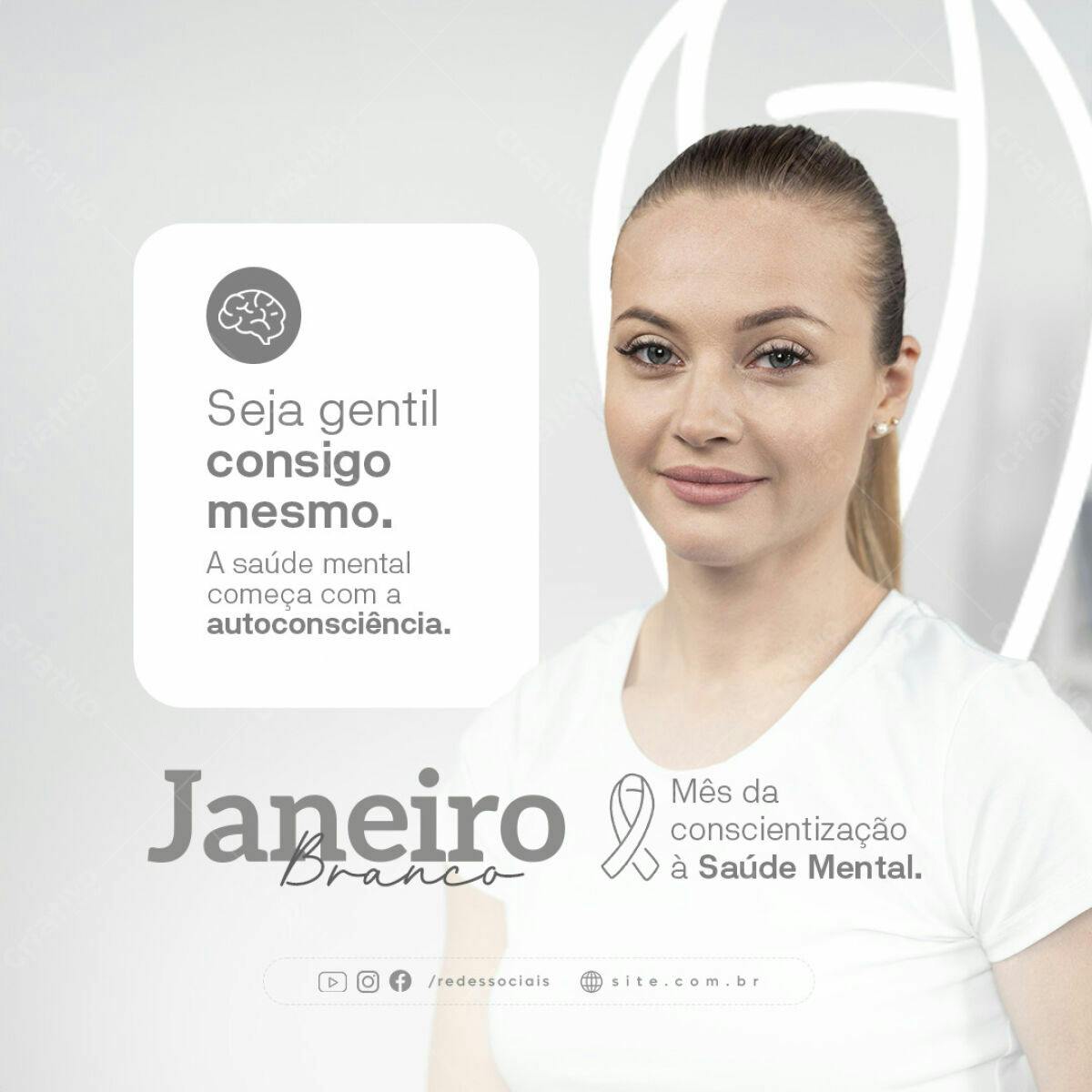 Postagem Janeiro Branco Saúde Mental PSD Editável
