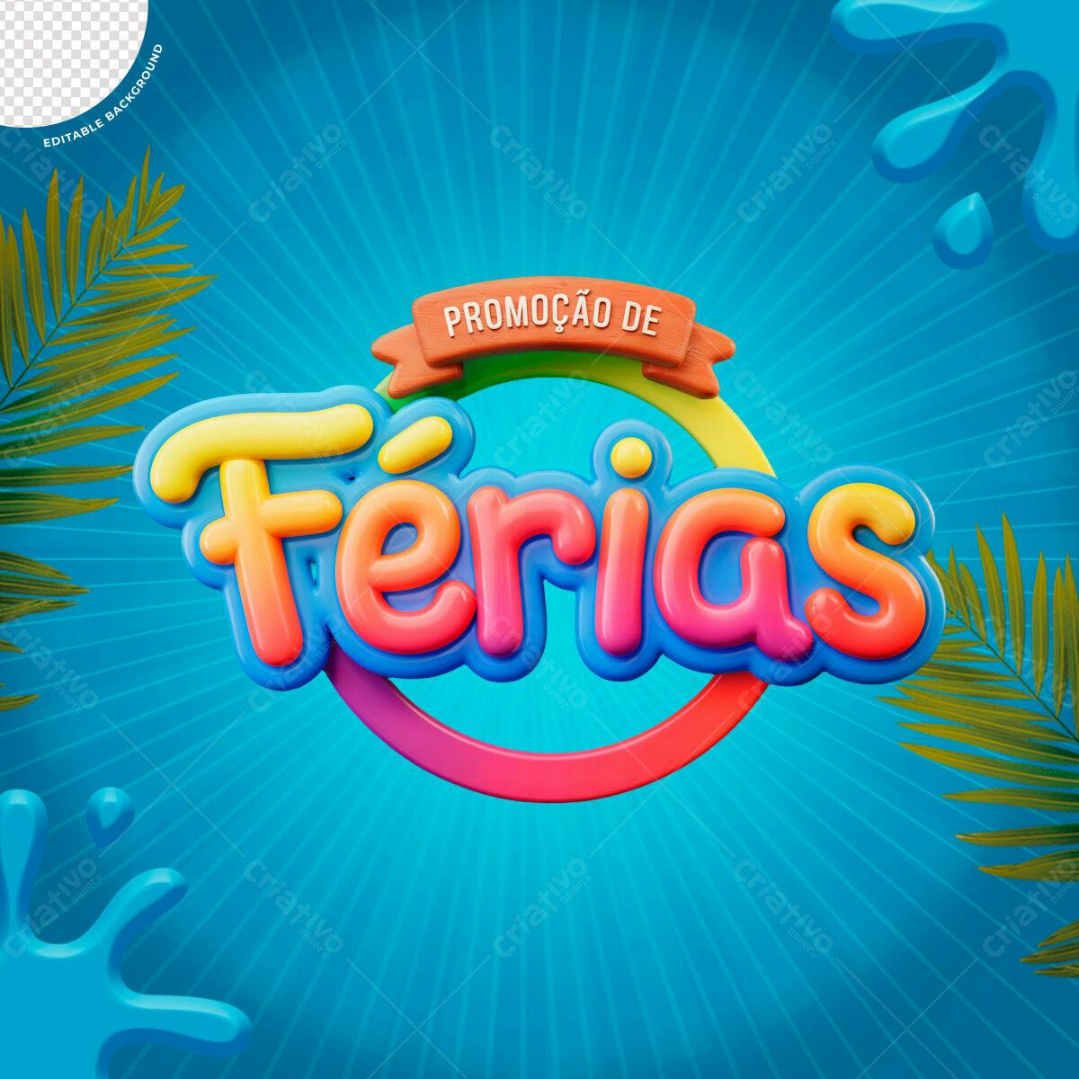 Postagem para Promoção de Férias PSD Editável