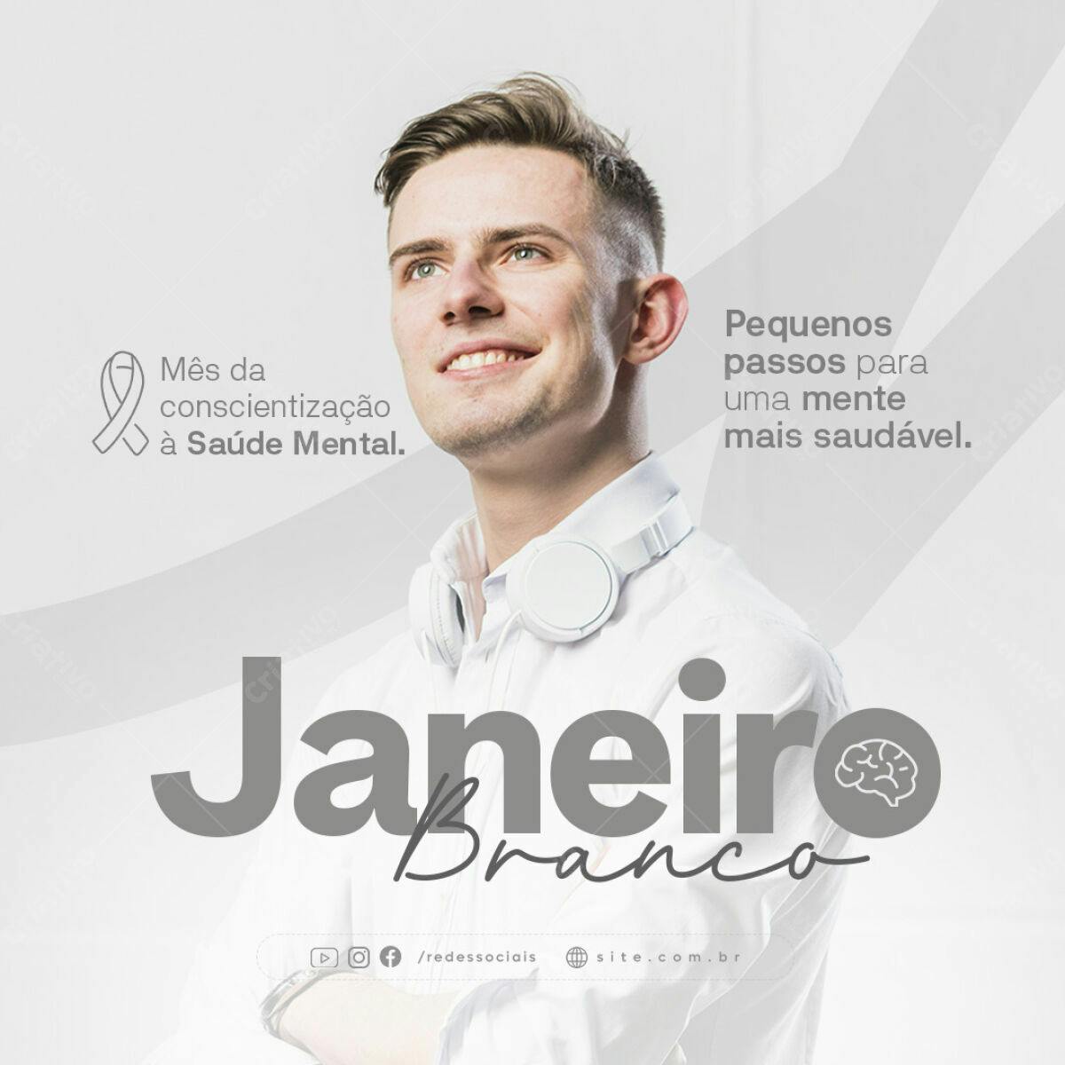 Post Janeiro Branco Saúde Mental PSD Editável