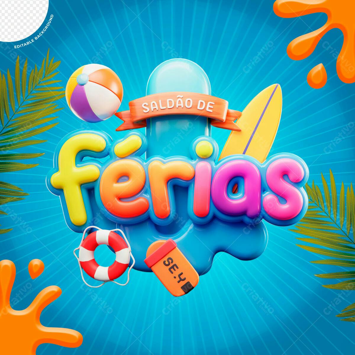 Banner Salão de Férias PSD Editável