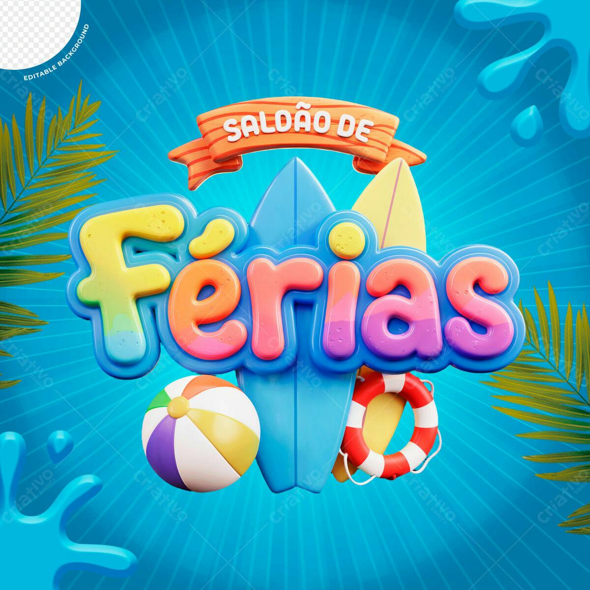 Banner Salão de Férias PSD Editável