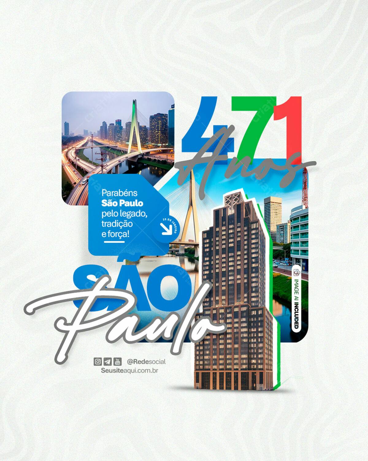 Flyer Aniversário 471 Anos de São Paulo PSD Editável