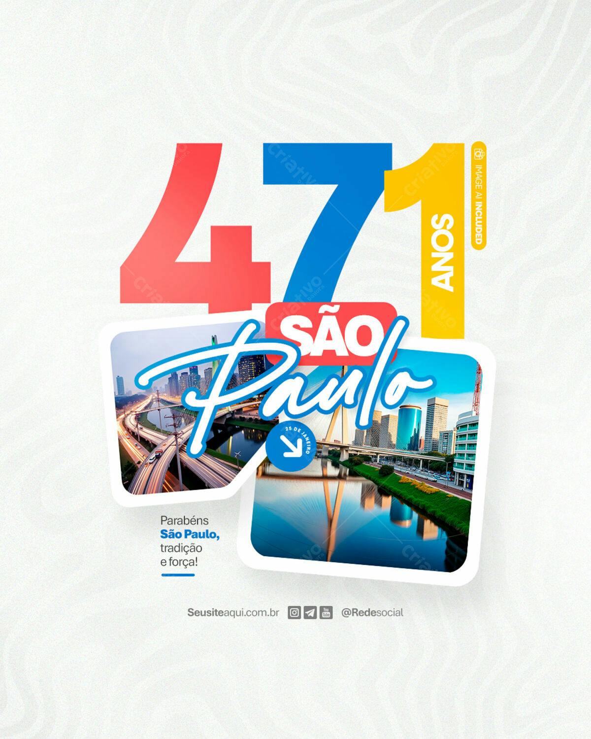 Flyer Aniversário 47 Anos São Paulo PSD Editável