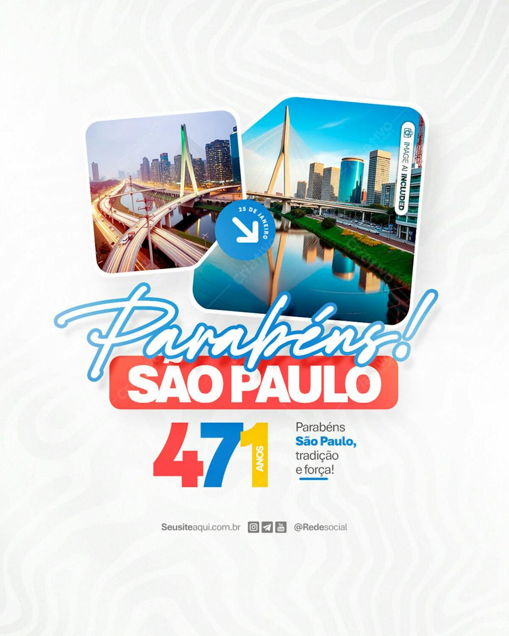 Parabéns Cidade São Paulo Aniversário Social Media Psd Editável