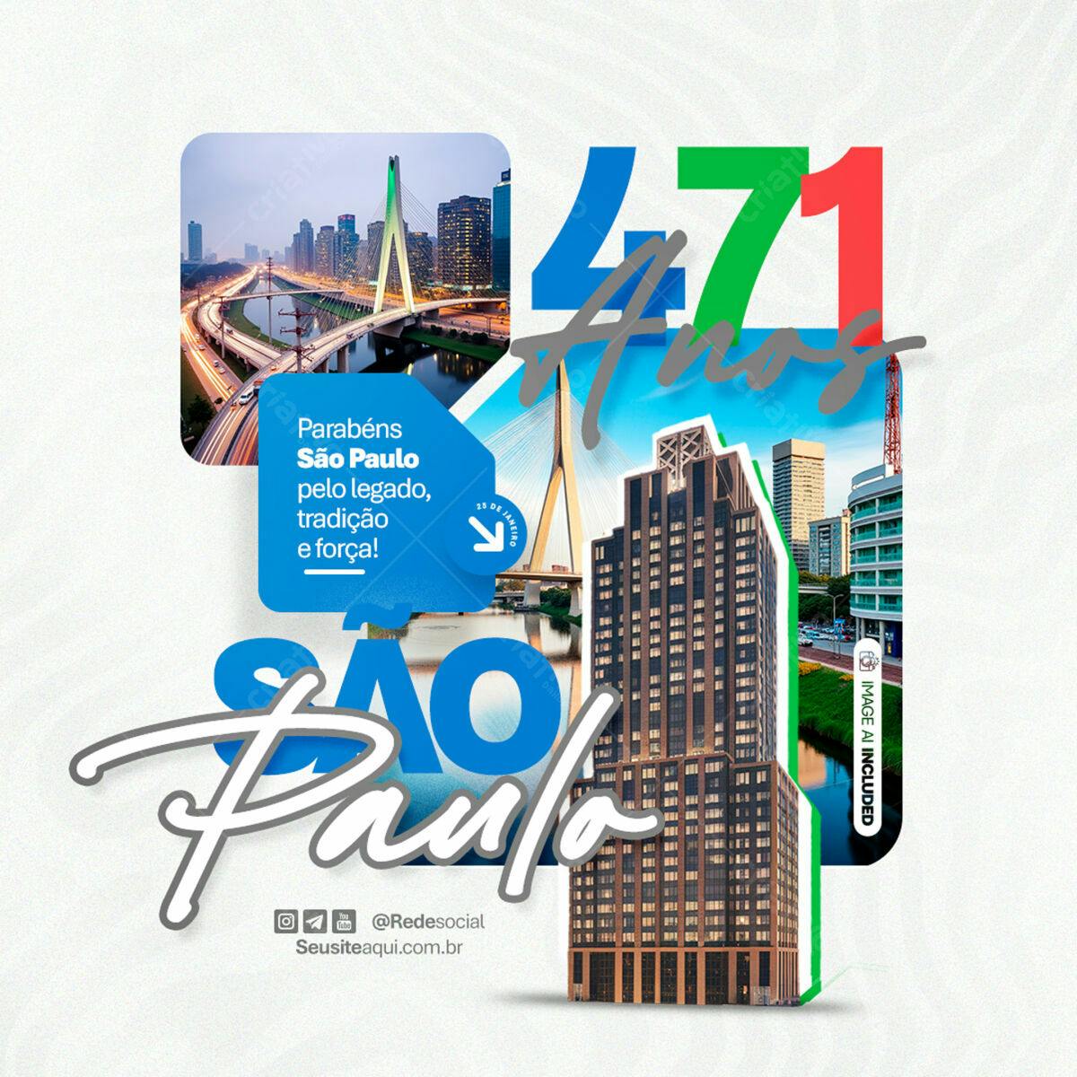 Flyer Aniversário 471 Anos de São Paulo PSD Editável