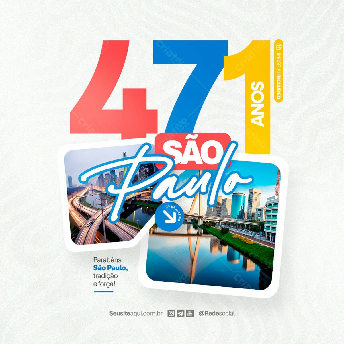 Flyer Aniversário 471 Anos São Paulo PSD Editável