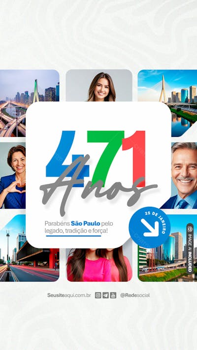 Parabéns Cidade São Paulo Aniversário Social Media Psd Editável