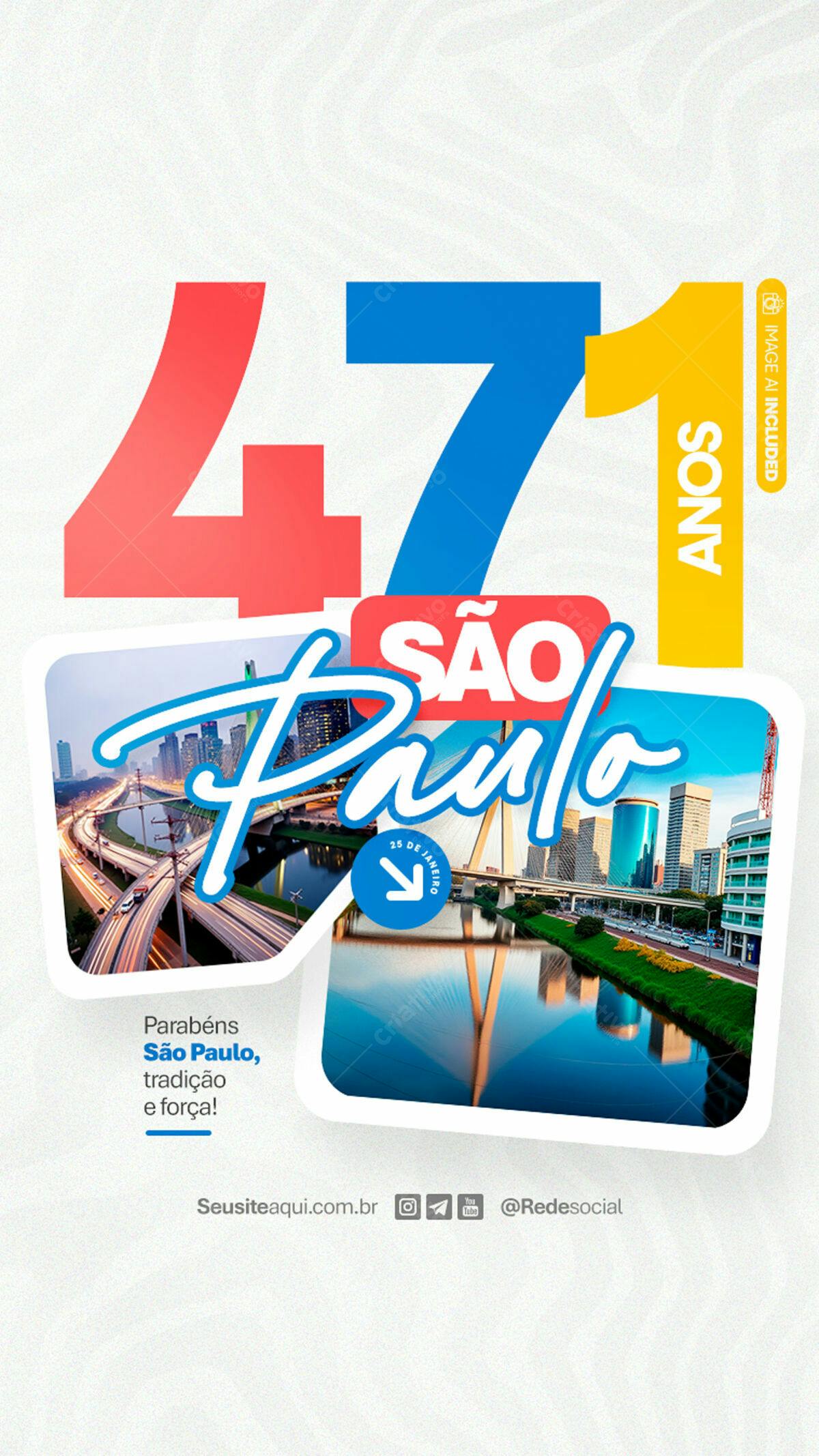 Flyer Aniversário 471 Anos São Paulo PSD Editável