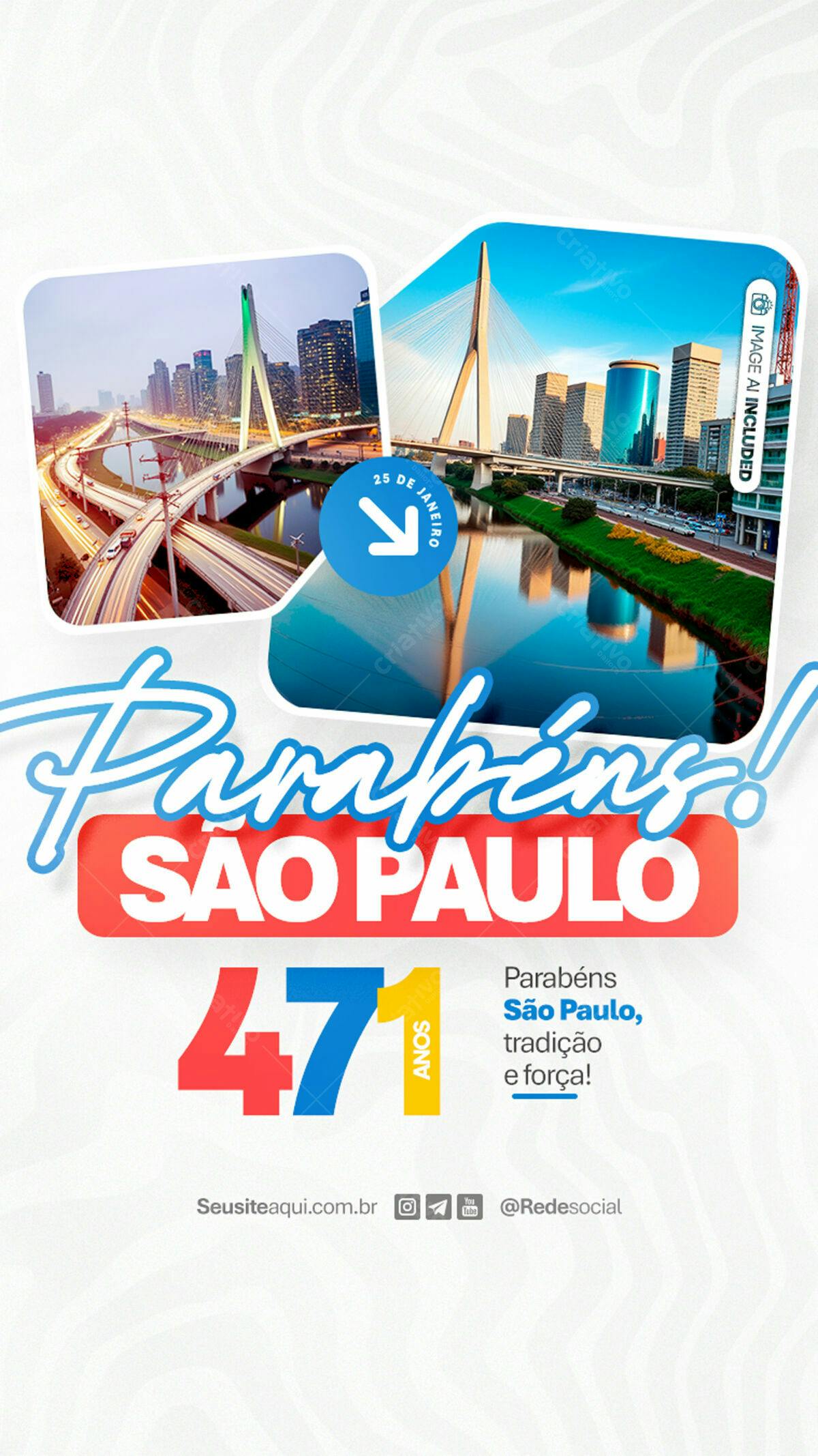 Flyer Aniversário São Paulo 471 Anos PSD Editável