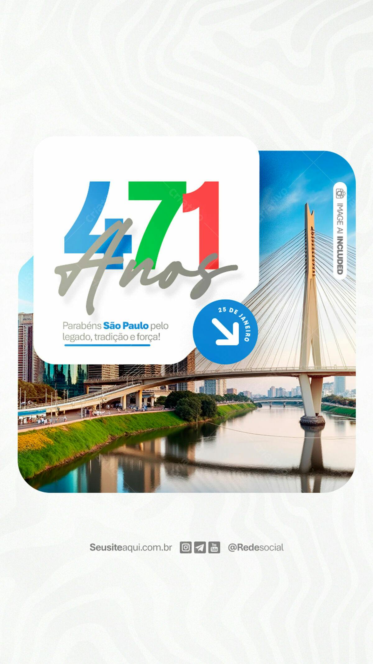 Flyer Aniversário 471 Anos São Paulo PSD Editável