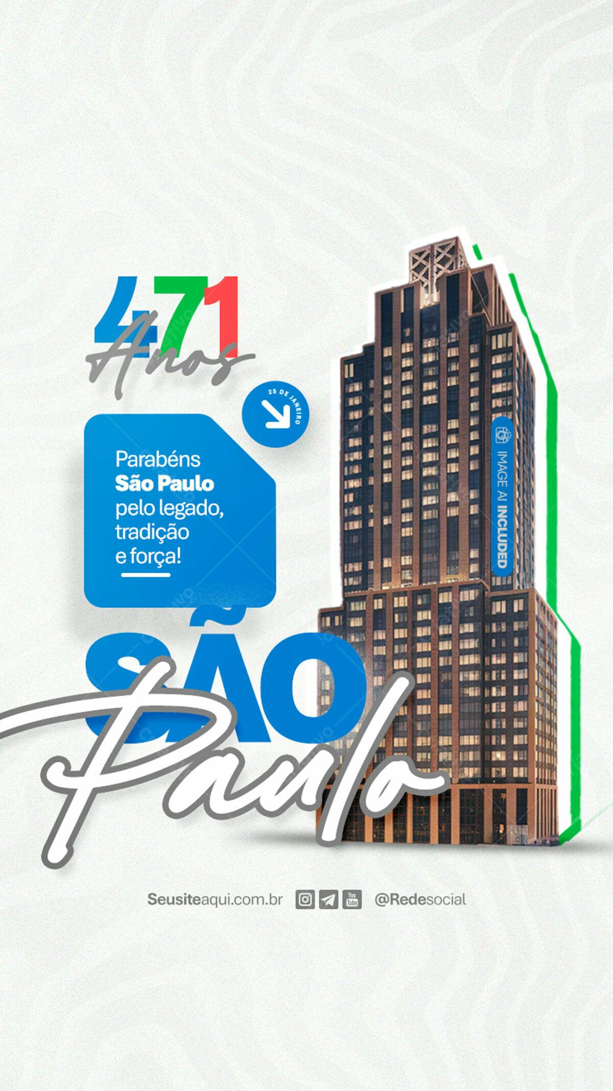 Flyer Aniversário 471 anos São Paulo PSD Editável