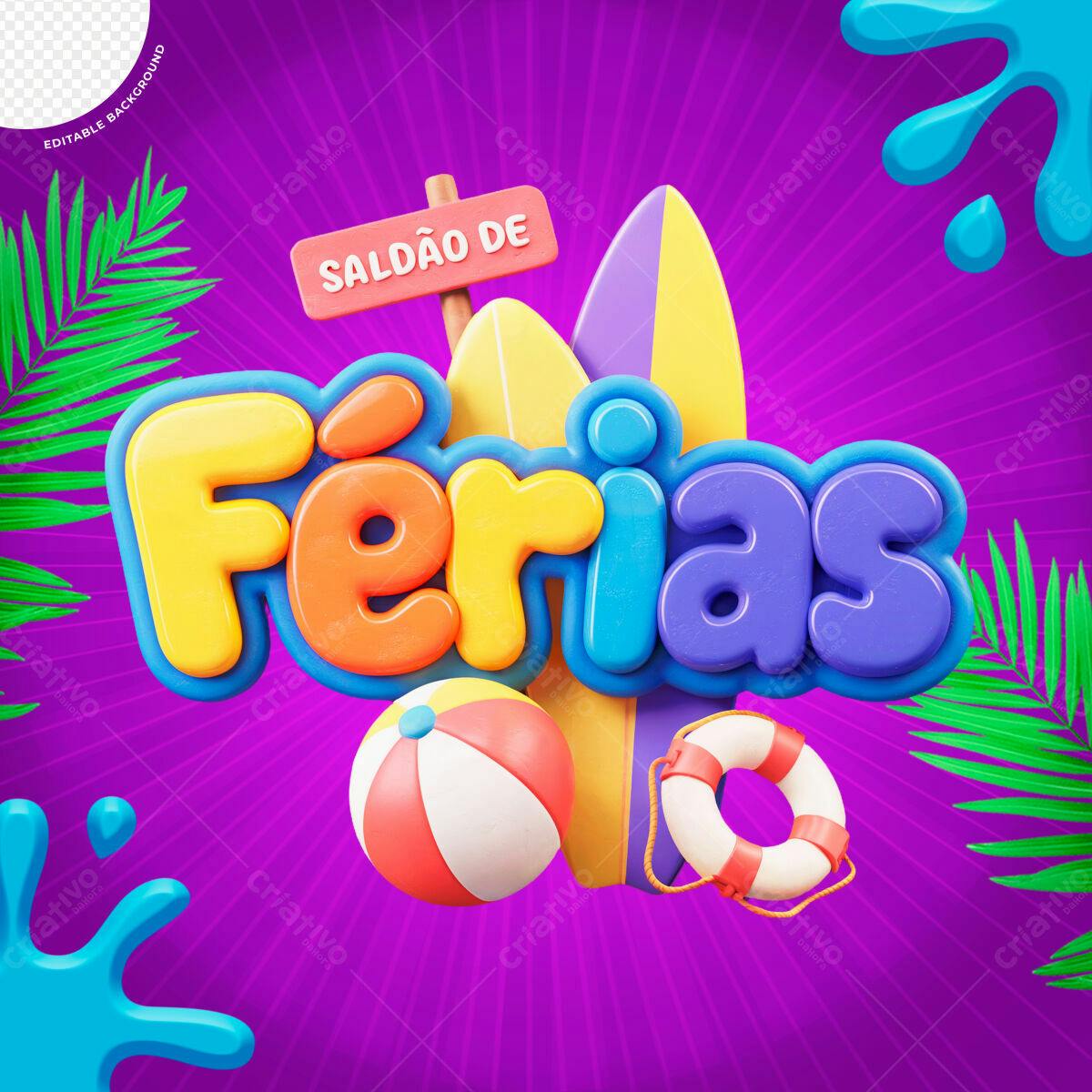 Postagem de Mídias Sociais para Salão de Férias PSD Editável