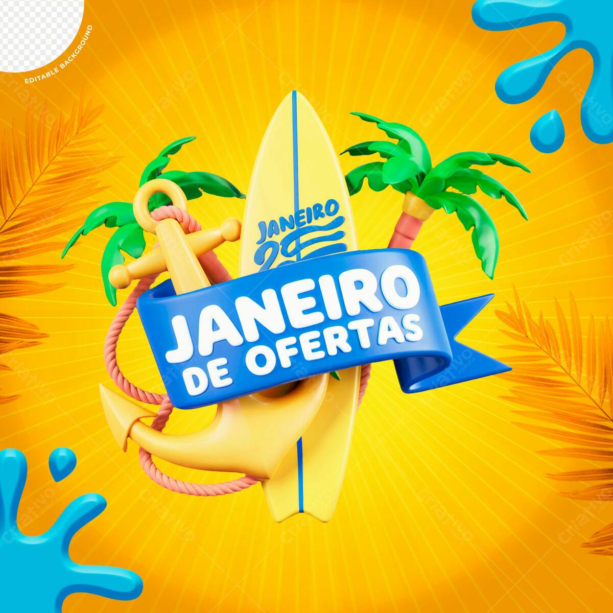 Postagem de Mídias Sociais Janeiro de Ofertas PSD Editável