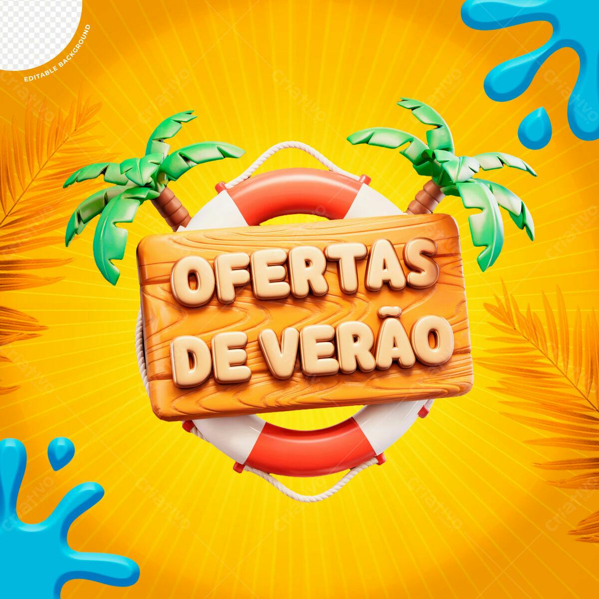 Postagem Ofertas de Verão PSD Editável