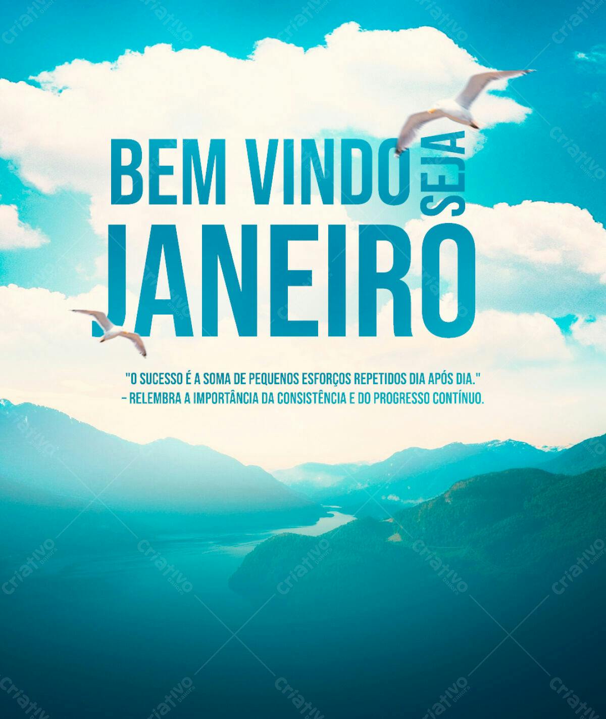 Post para Boas Vindas Janeiro PSD Editável