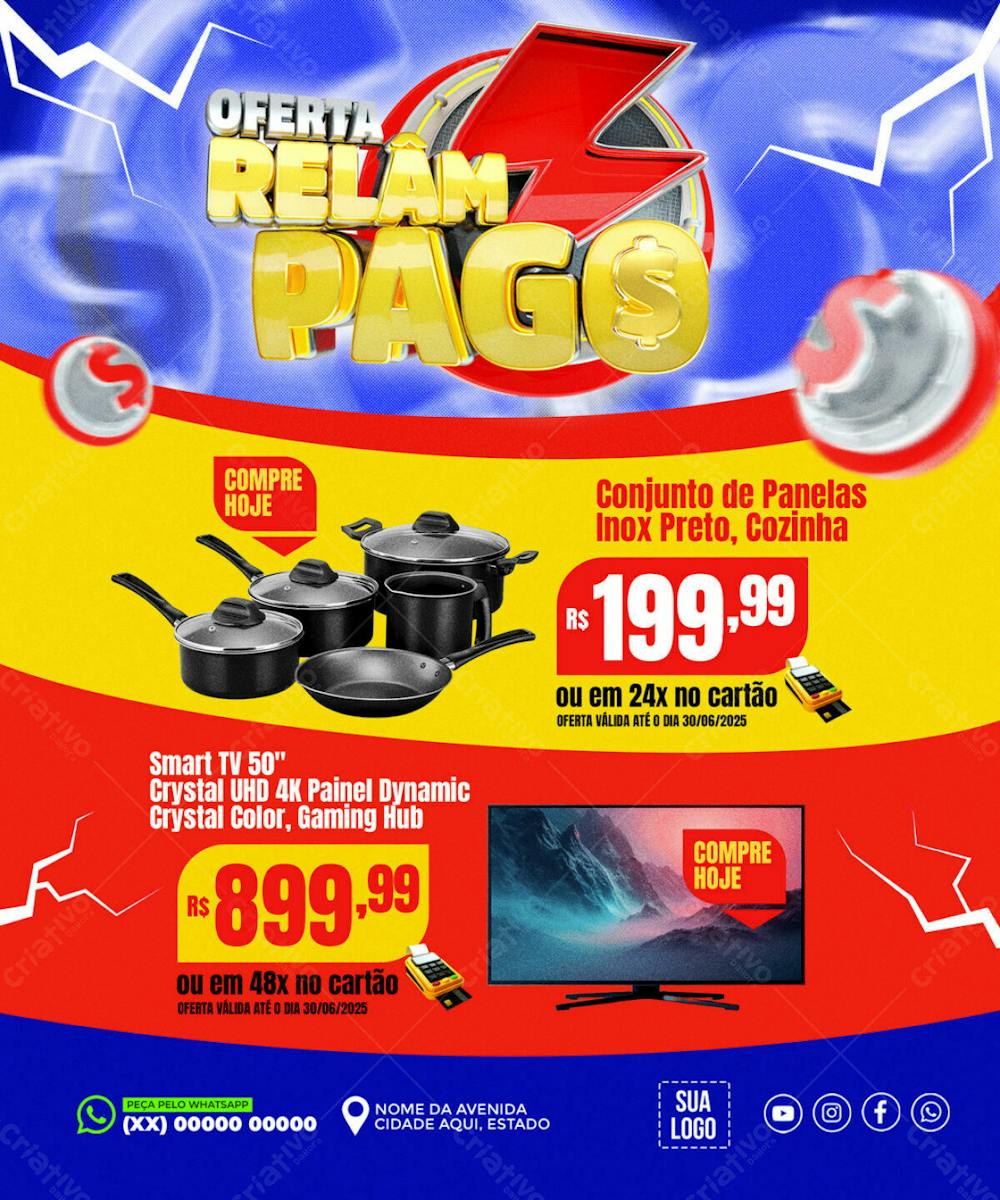 ENCARTE OFERTA RELÂMPAGO SUPERMERCADO REDES SOCIAIS