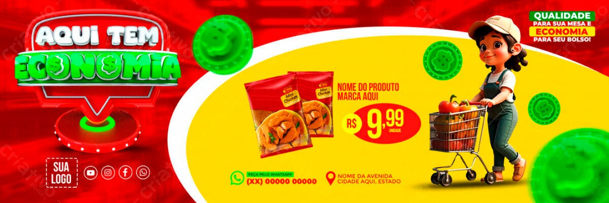 Banner Promoção Supermercado PSD Editável