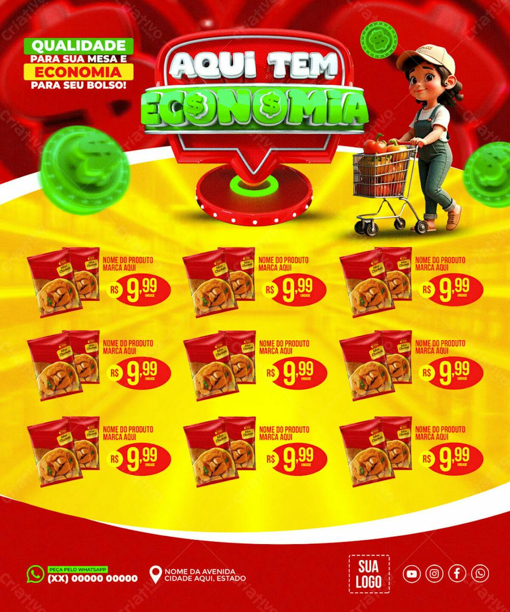ENCARTE AQUI TEM ECONOMIA SUPERMERCADO REDES SOCIAIS