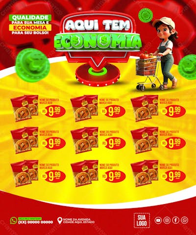 ENCARTE AQUI TEM ECONOMIA SUPERMERCADO REDES SOCIAIS