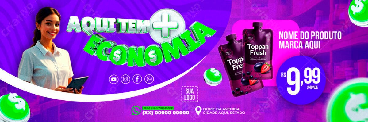 Banner Promoção Economia PSD Editável