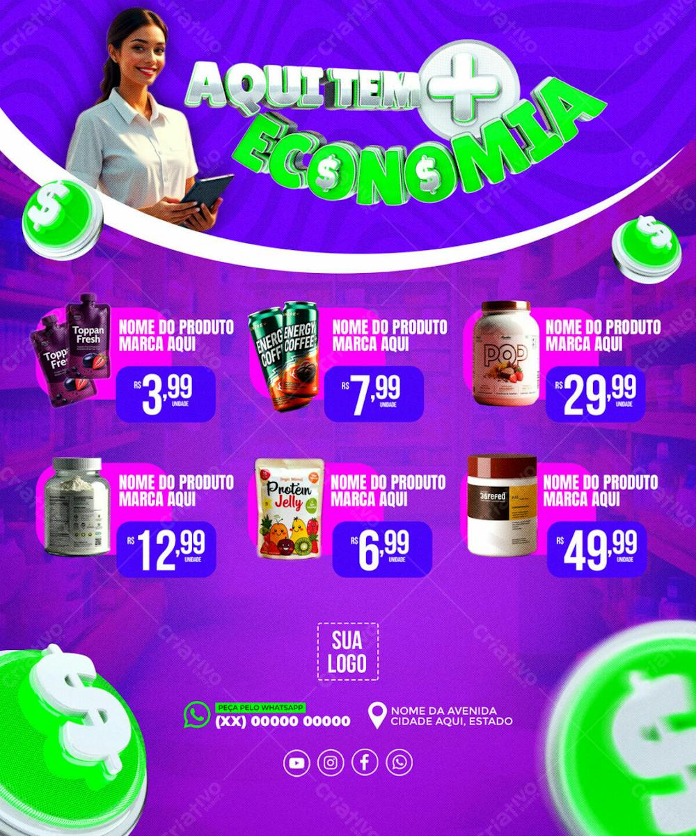 ENCARTE AQUI TEM MAIS ECONOMIA SUPERMERCADO REDES SOCIAIS