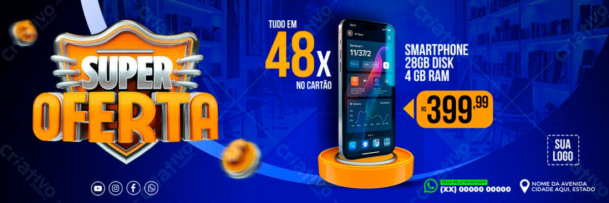 Banner Super Oferta Smartphone PSD Editável