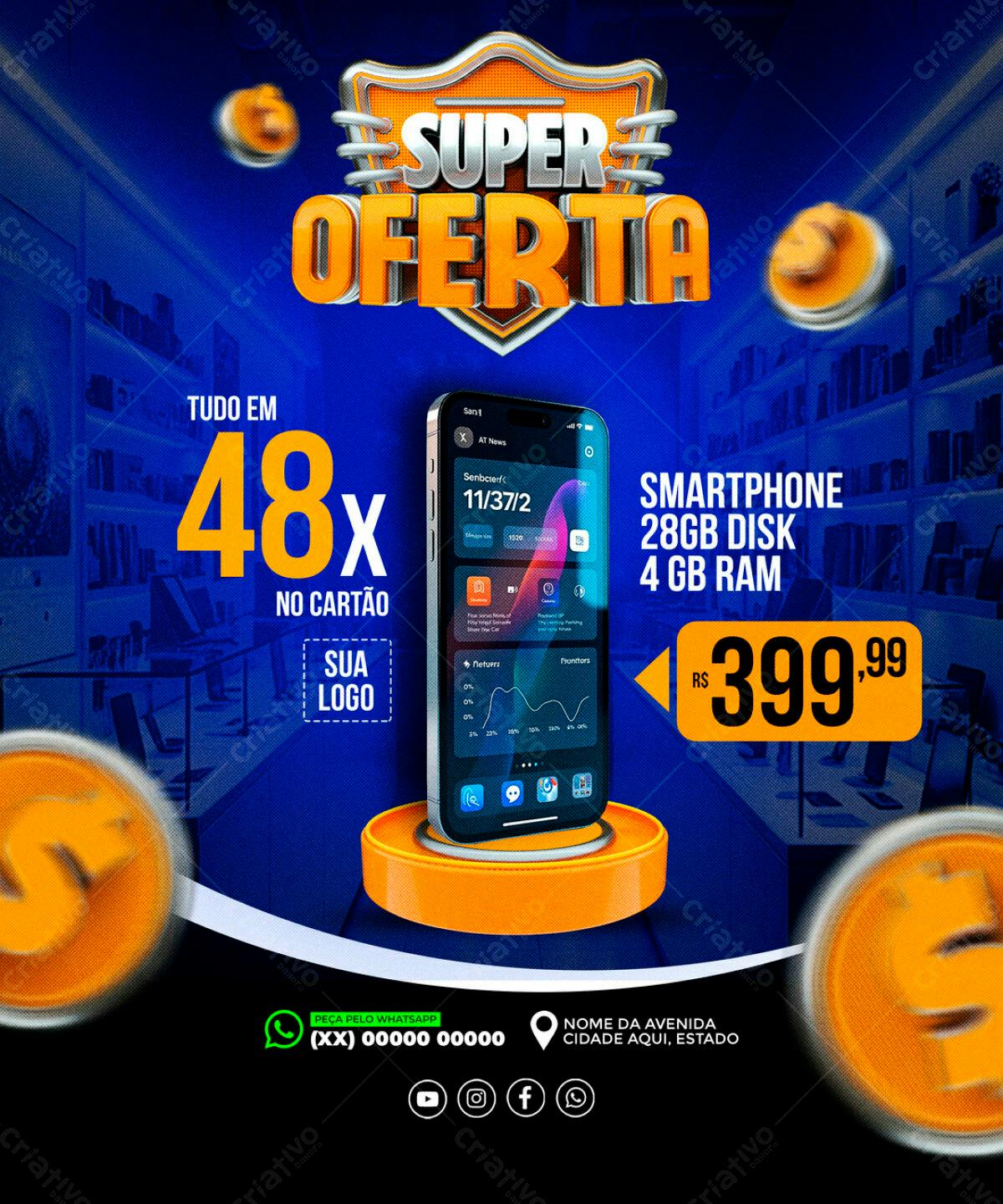 Flyer Super Oferta Smartphone PSD Editável