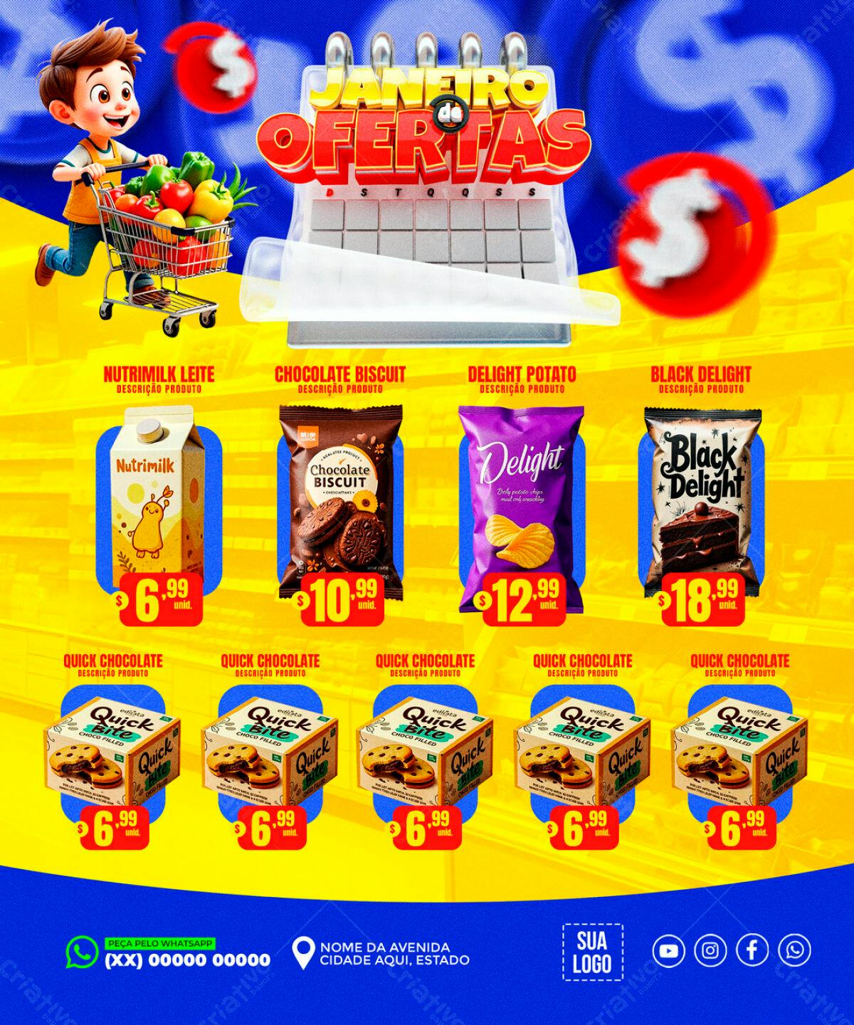 Flyer Ofertas Janeiro PSD Editável
