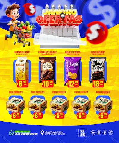 ENCARTE JANEIRO DE OFERTAS SUPERMERCADO REDES SOCIAIS