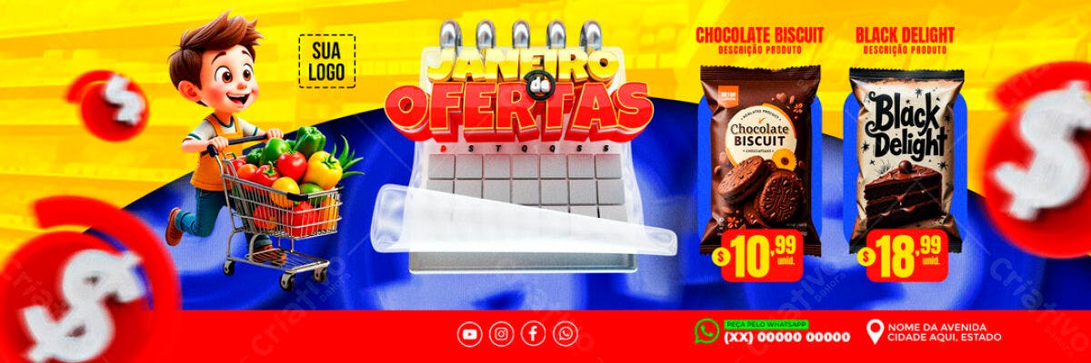 Banner Janeiro de Ofertas PSD Editável