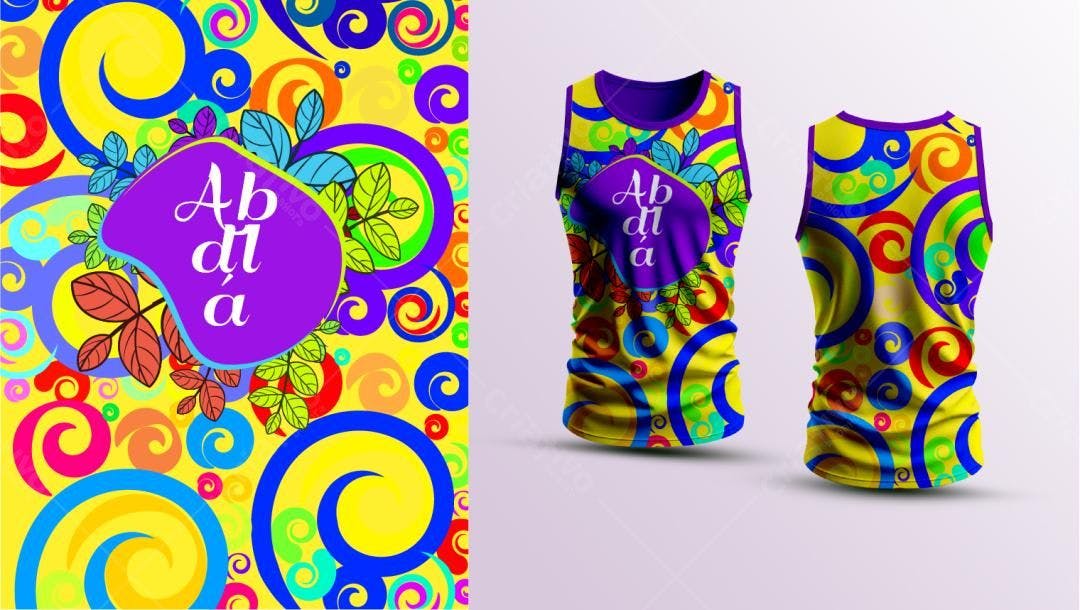 Padrão Vetorial Abstrato com Folhas e Espirais SVG