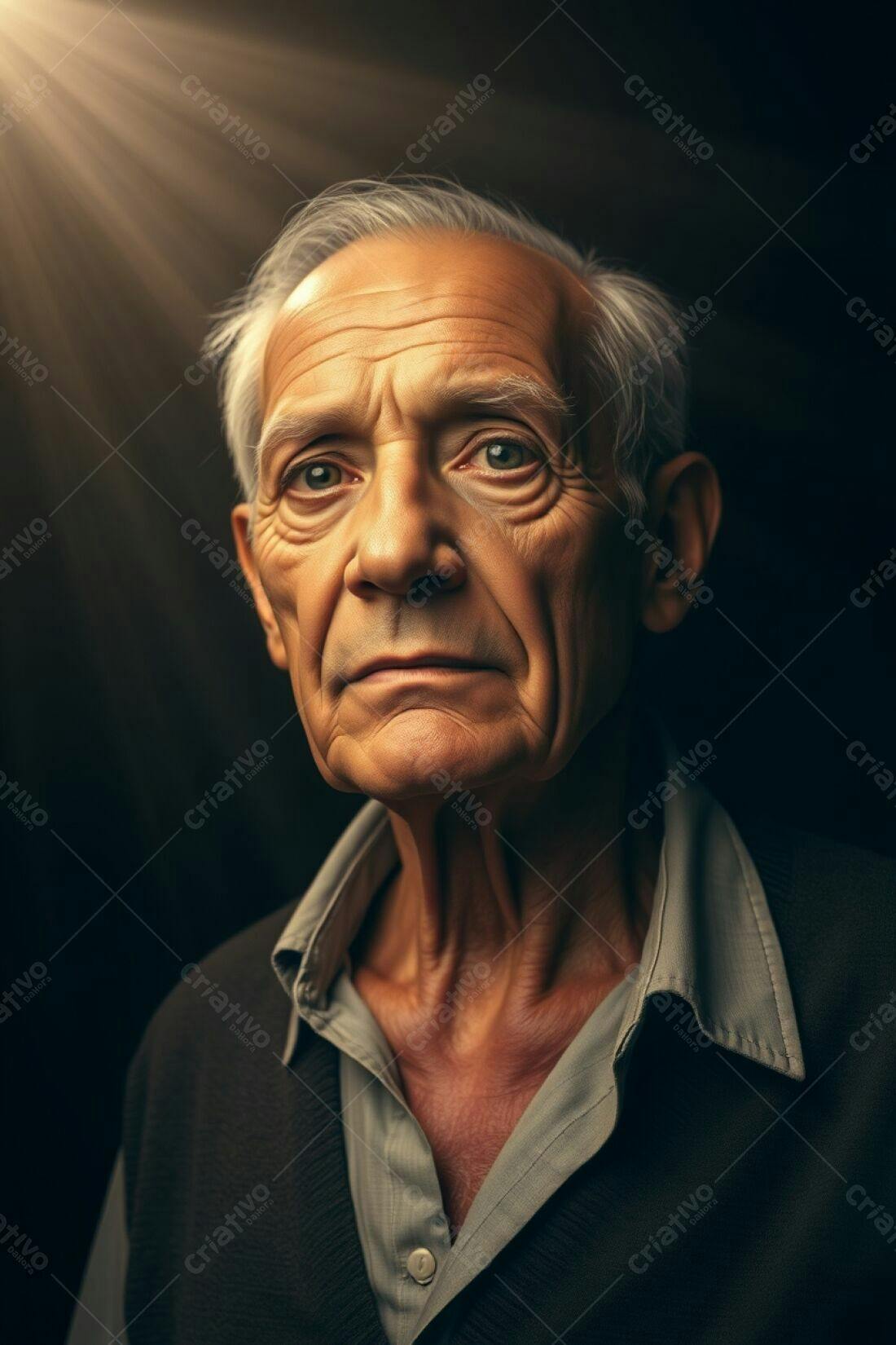 Retrato de homem idoso com fundo escuro