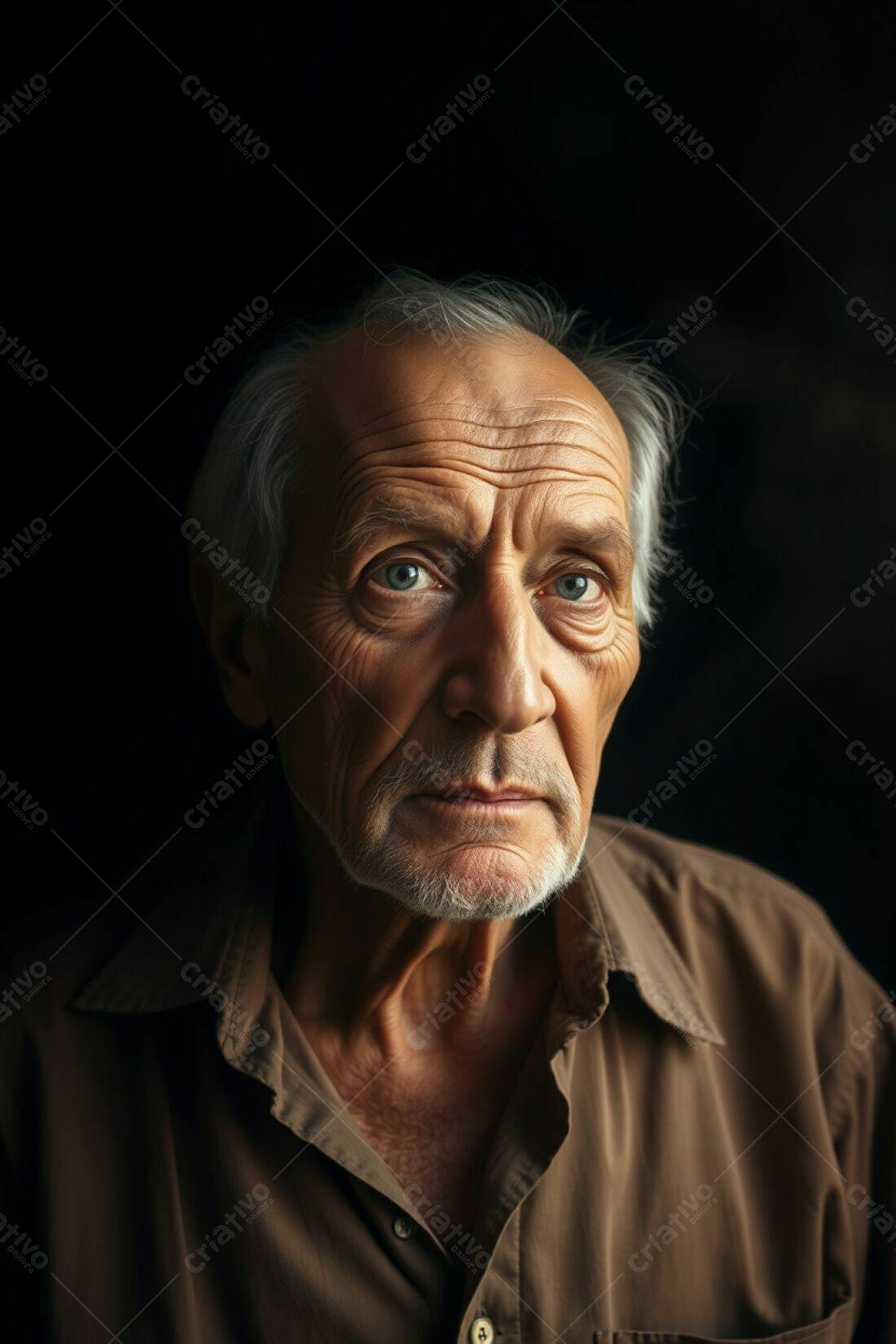 Retrato de homem idoso sério fundo escuro