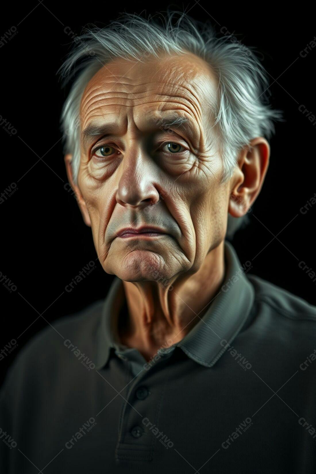 Retrato de homem idoso sério fundo preto