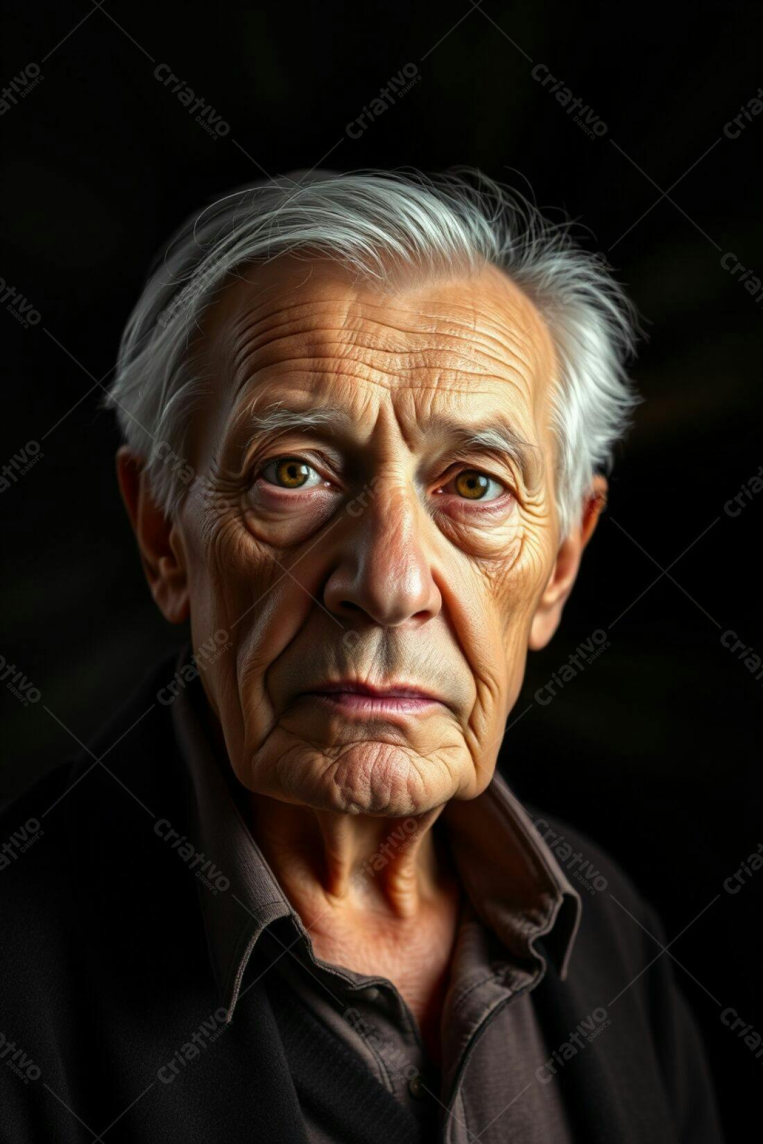 Retrato de homem idoso com cabelos grisalhos