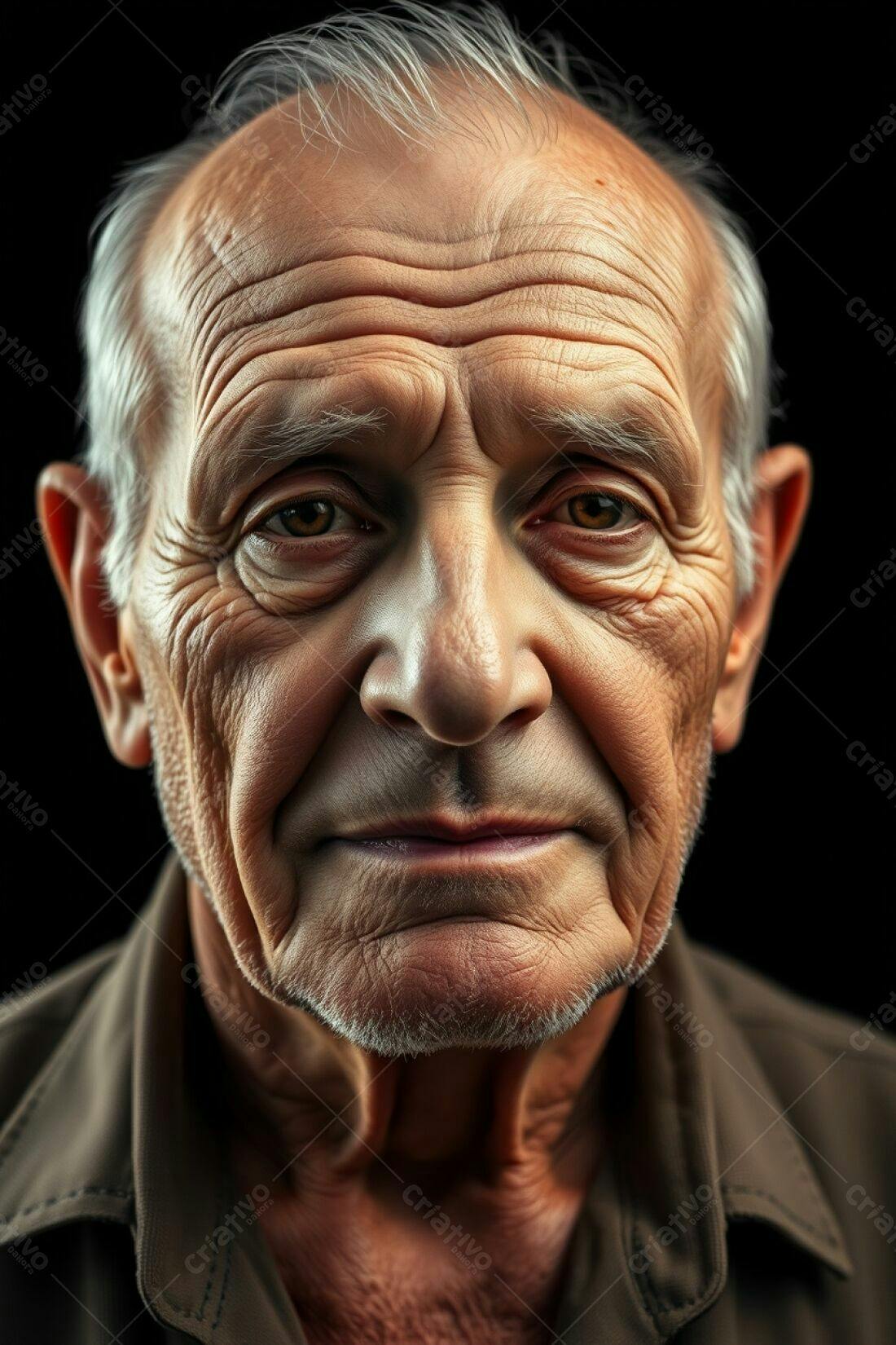 Retrato de homem idoso com marcas de tempo