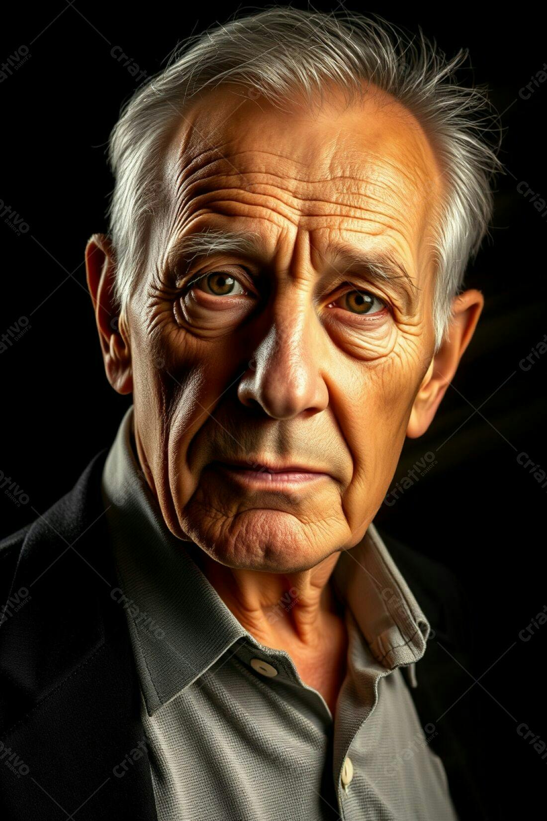 Retrato de homem idoso sério fundo escuro