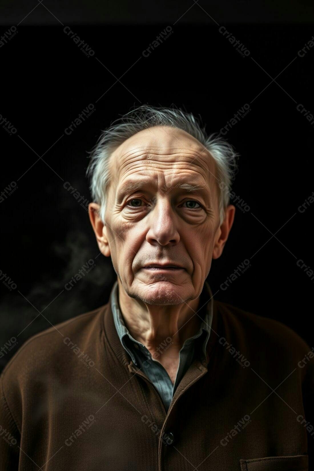 Retrato homem idoso fundo escuro
