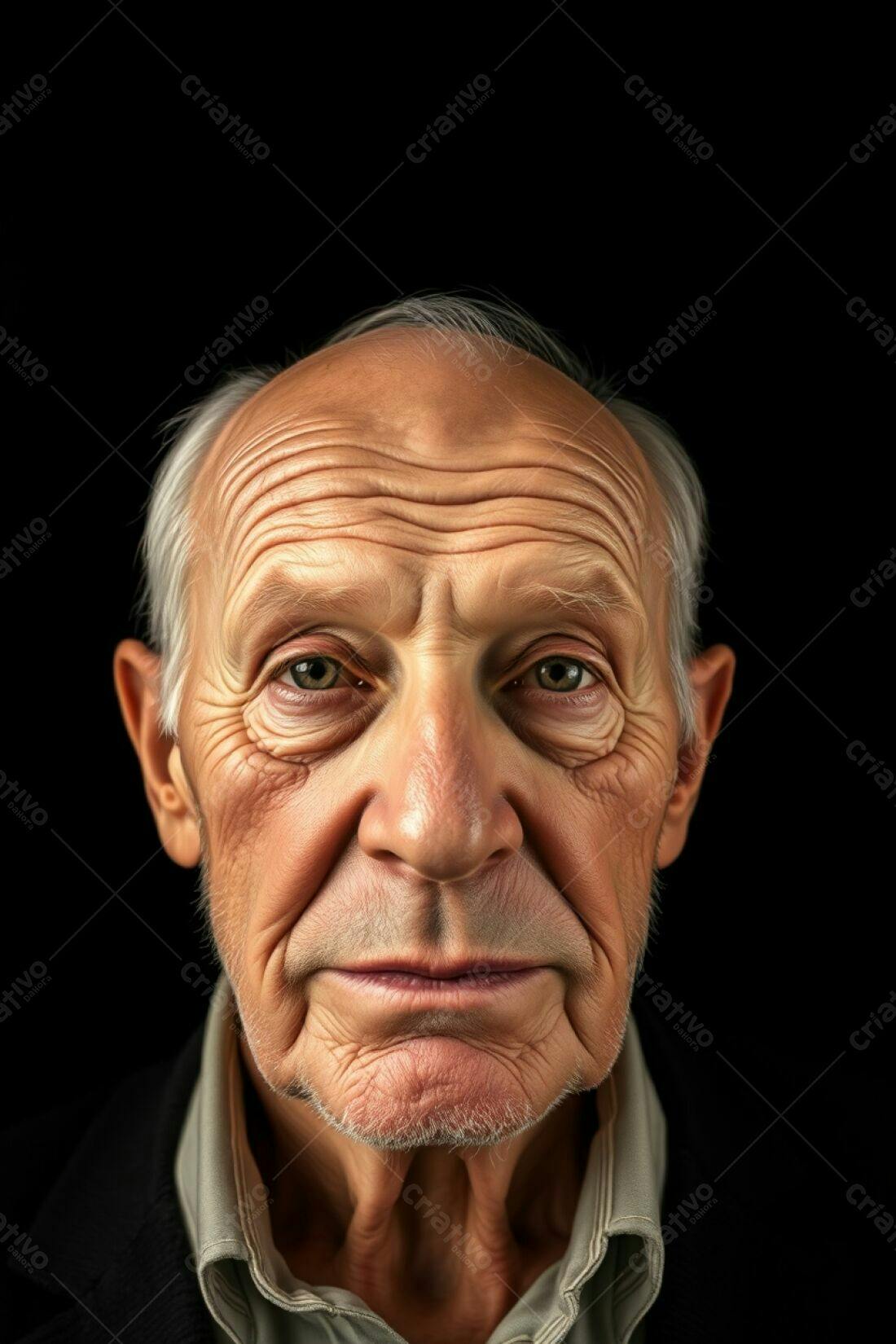 Retrato de homem idoso sério fundo preto