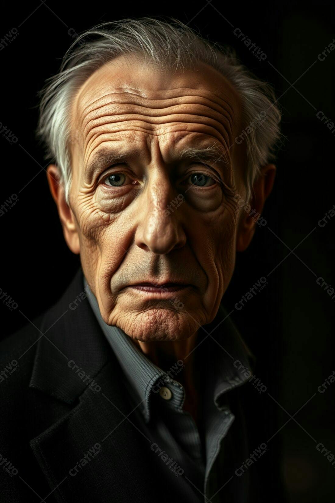 Retrato de homem idoso sério fundo escuro