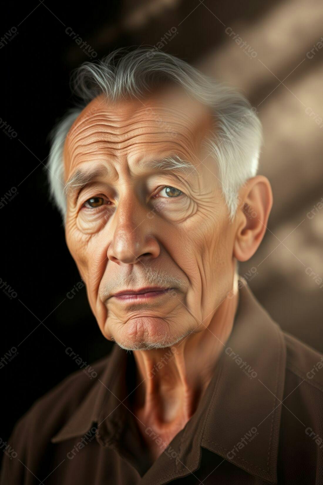 Homem idoso de cabelo grisalho retrato sério