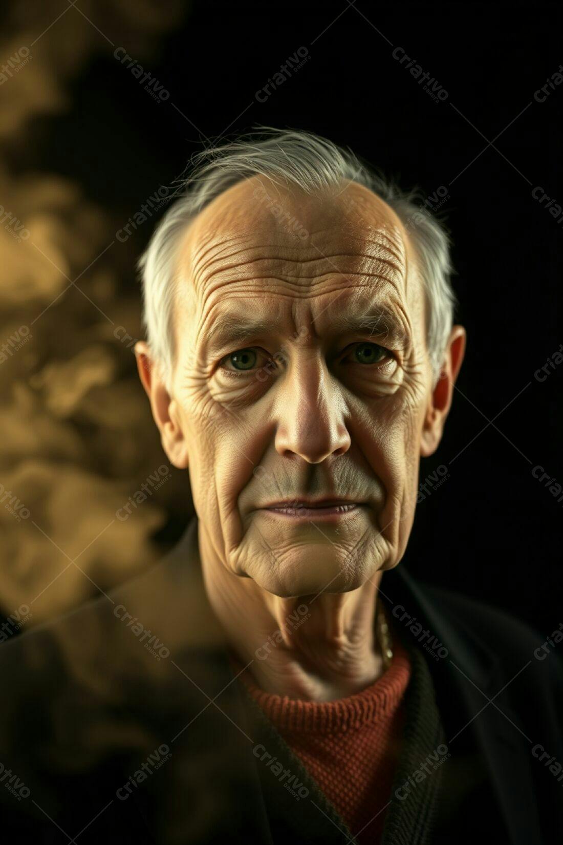 Retrato homem idoso fundo escuro