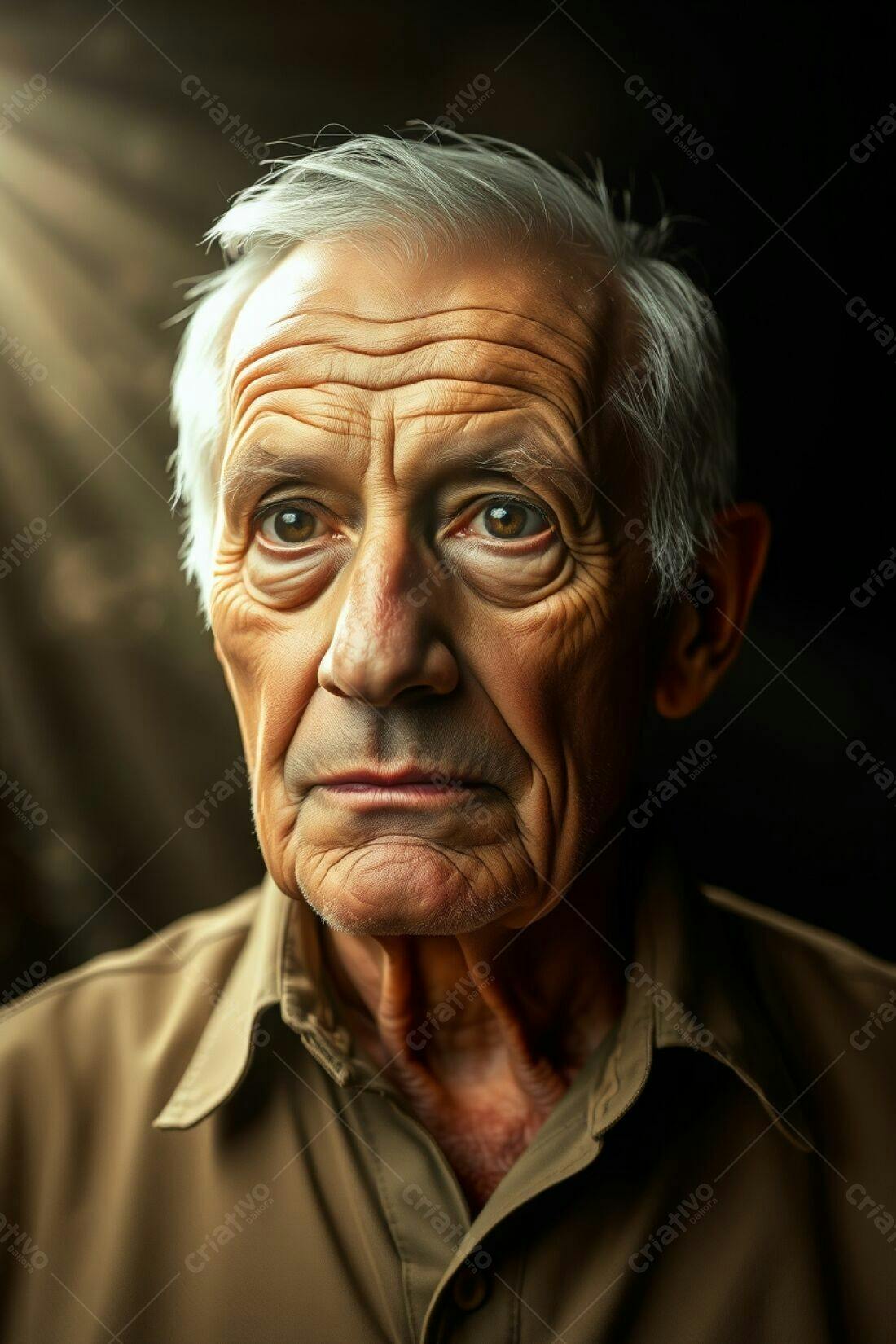 Retrato de homem idoso com marcas de tempo