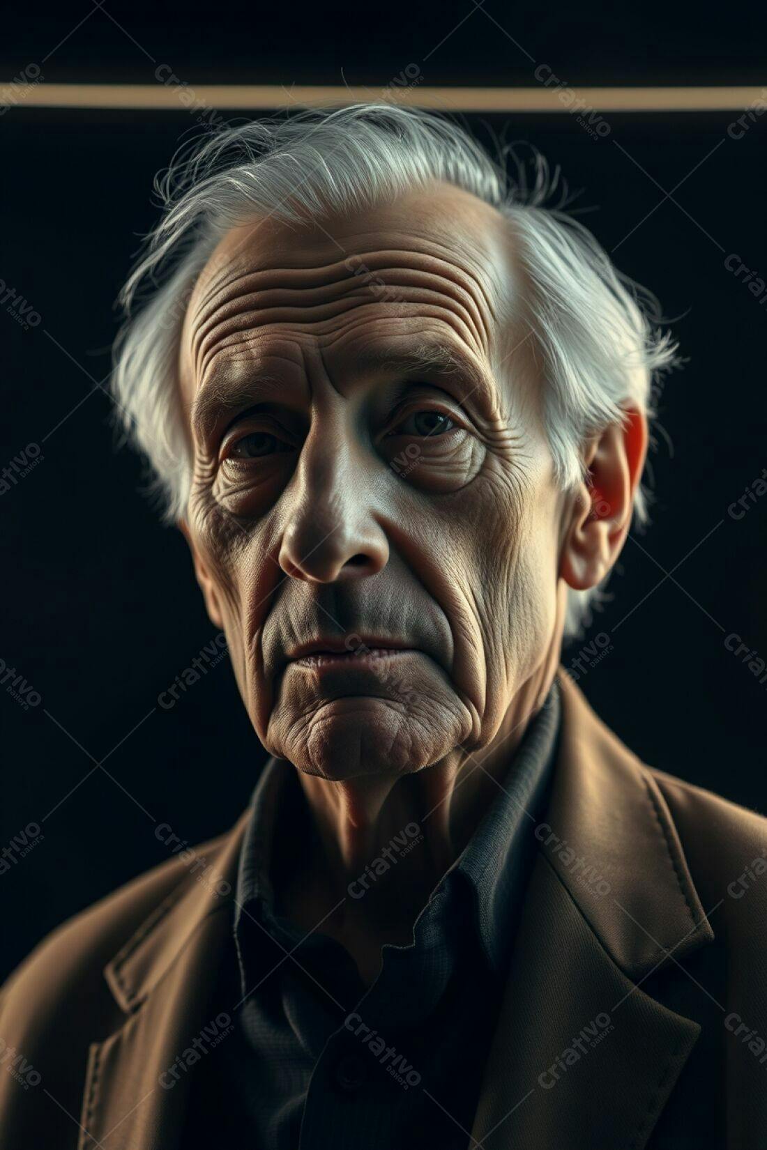 Retrato de homem idoso sério fundo escuro