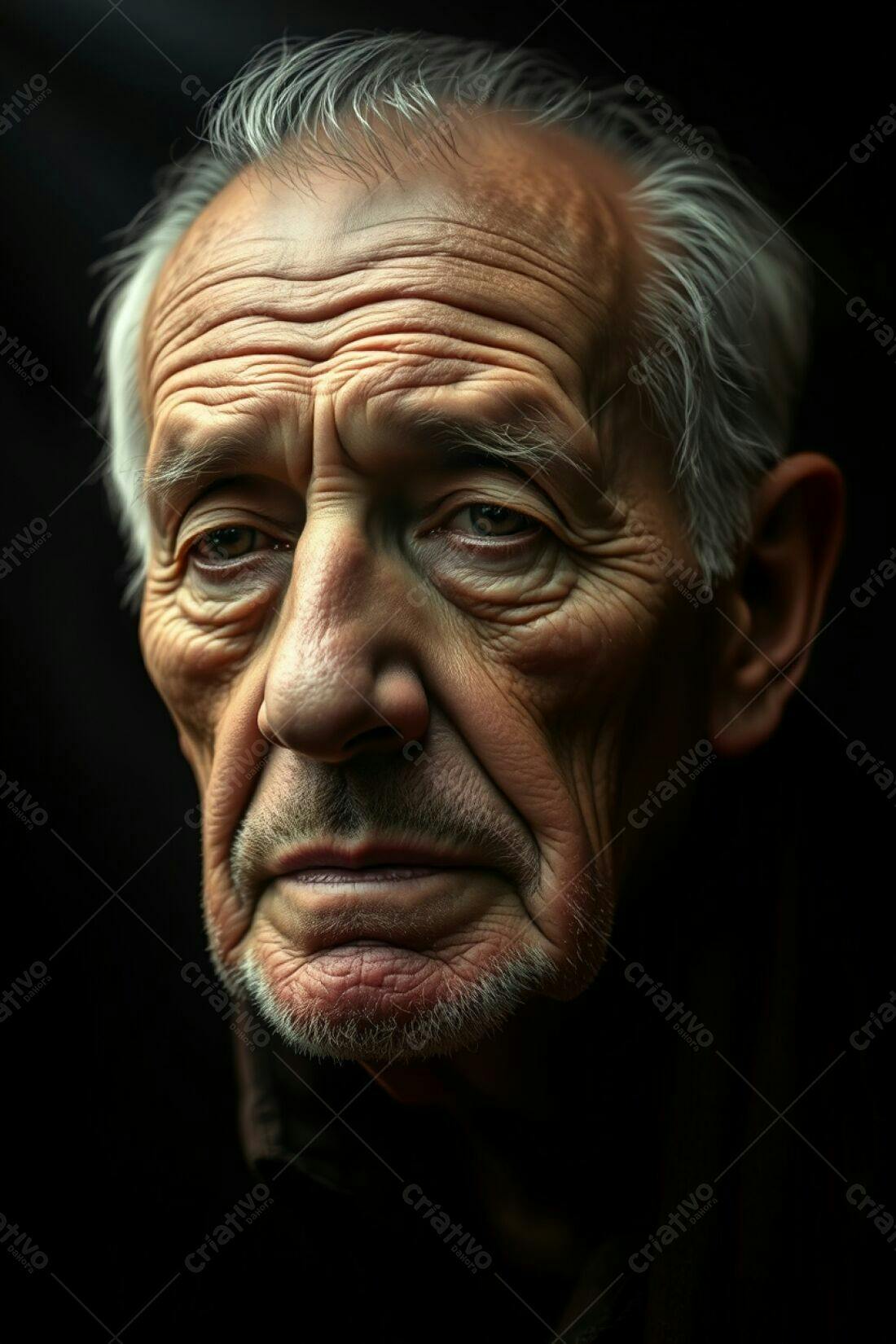 Retrato de homem idoso com marcas de tempo
