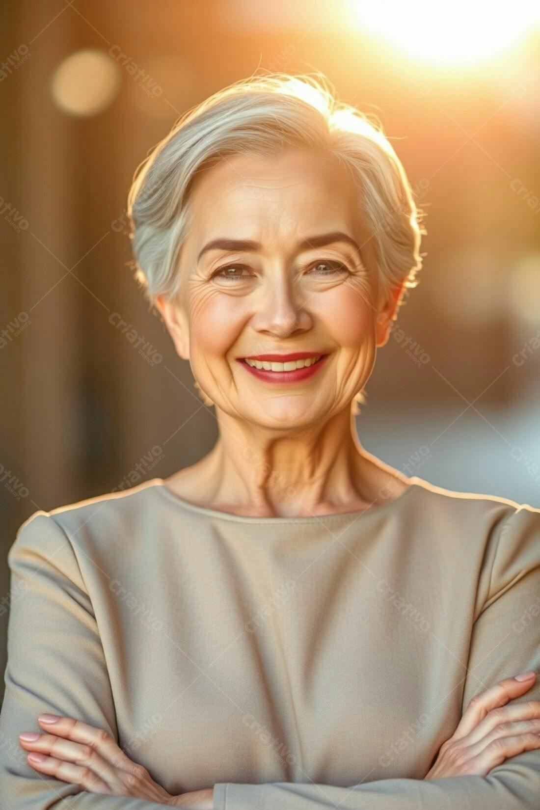Mulher madura sorrindo ao ar livre