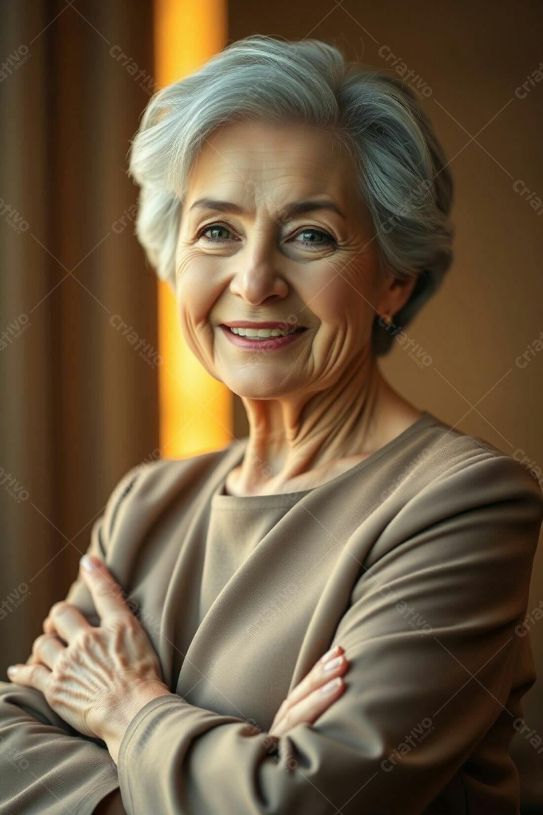 Mulher sénior confiante braços cruzados