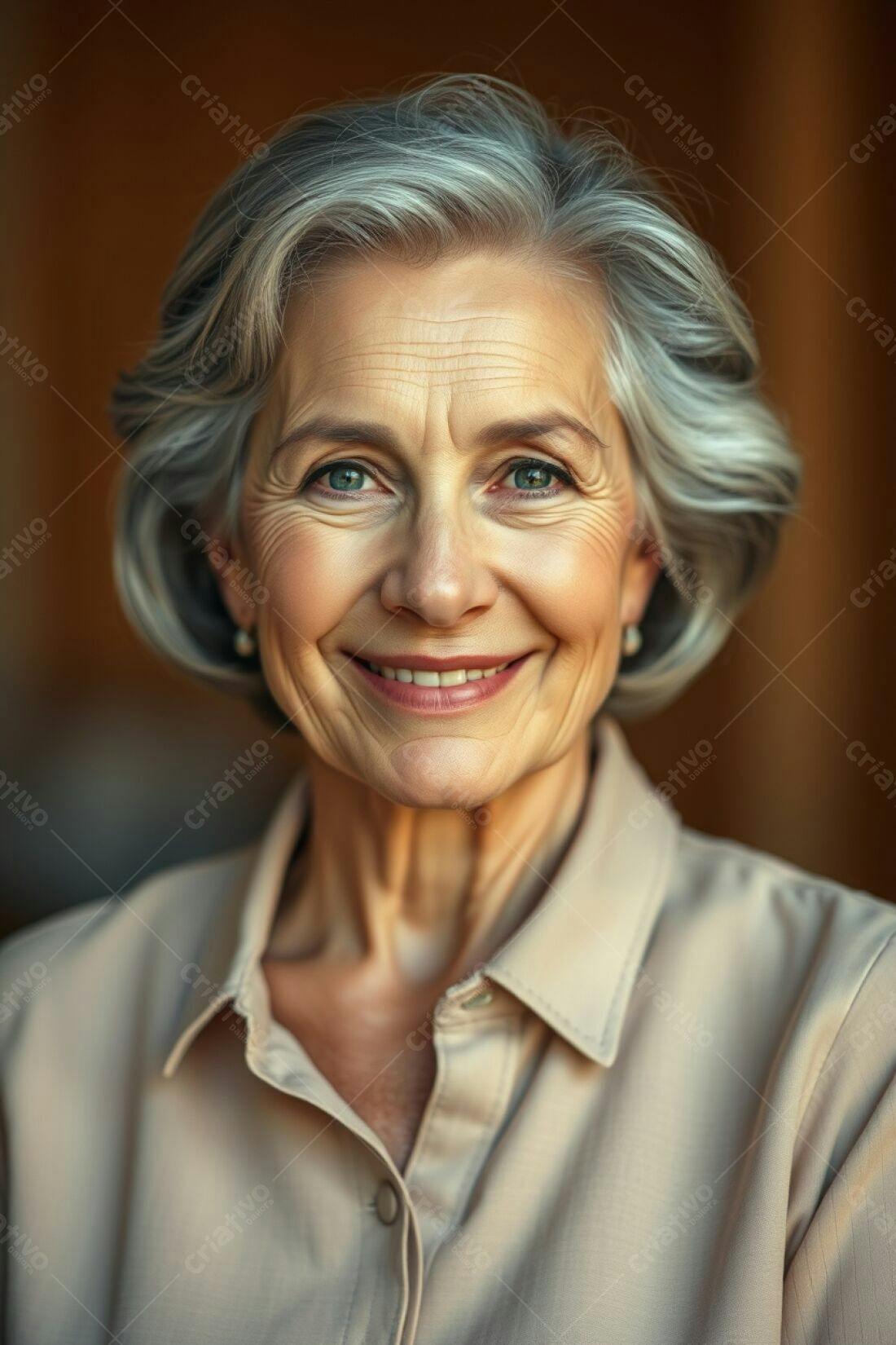 Mulher madura sorrindo retrato estúdio