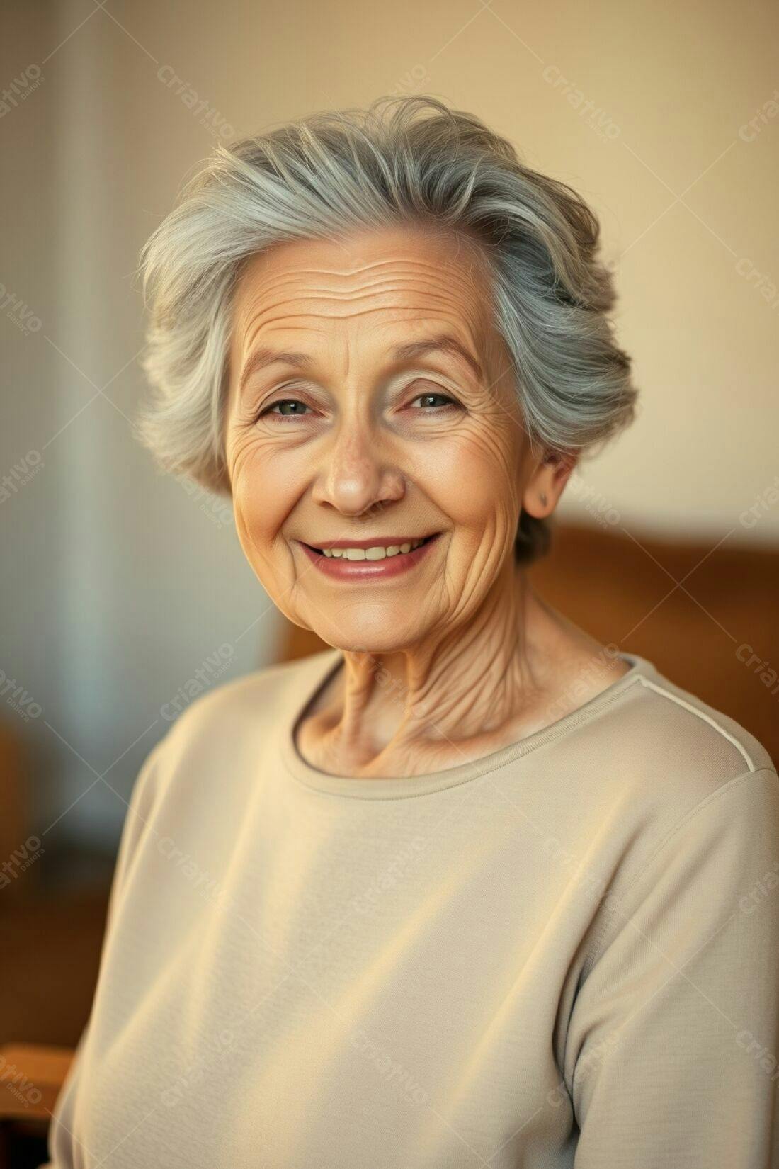 Mulher idosa feliz e sorridente