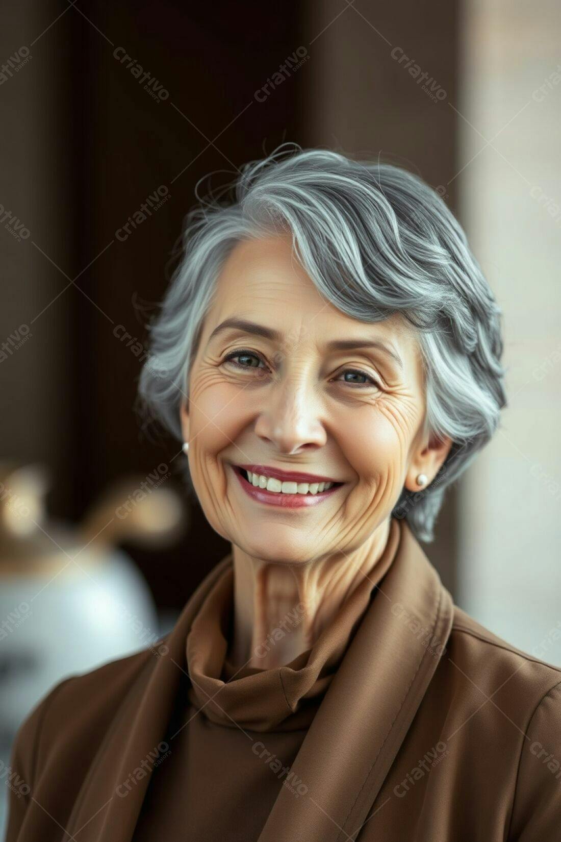 Mulher idosa sorrindo retrato casual